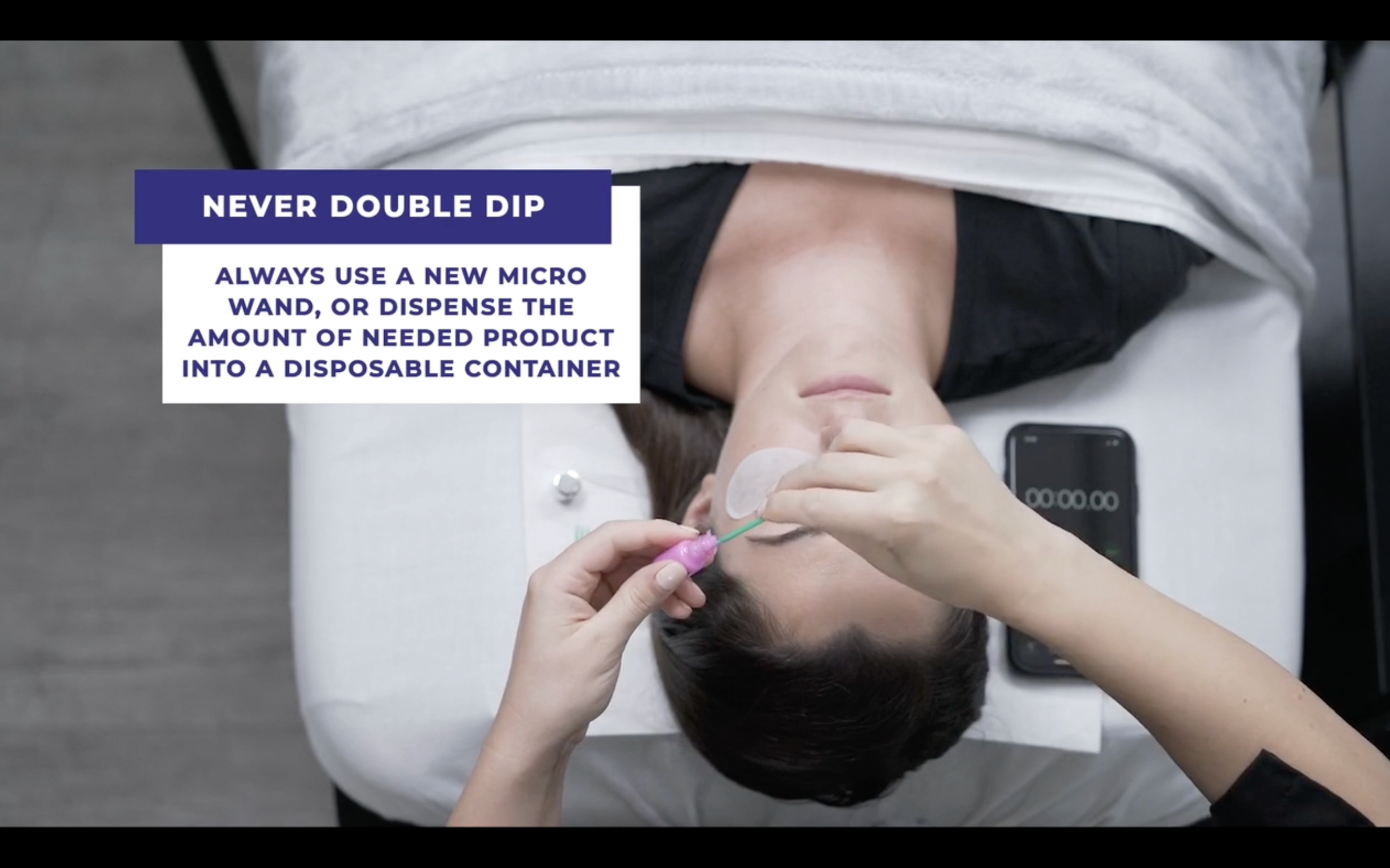 lash lift and tint being performed on a woman