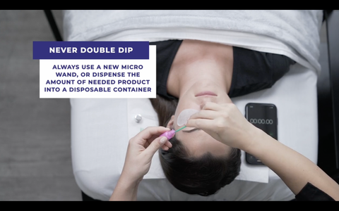 lash lift and tint being performed on a woman