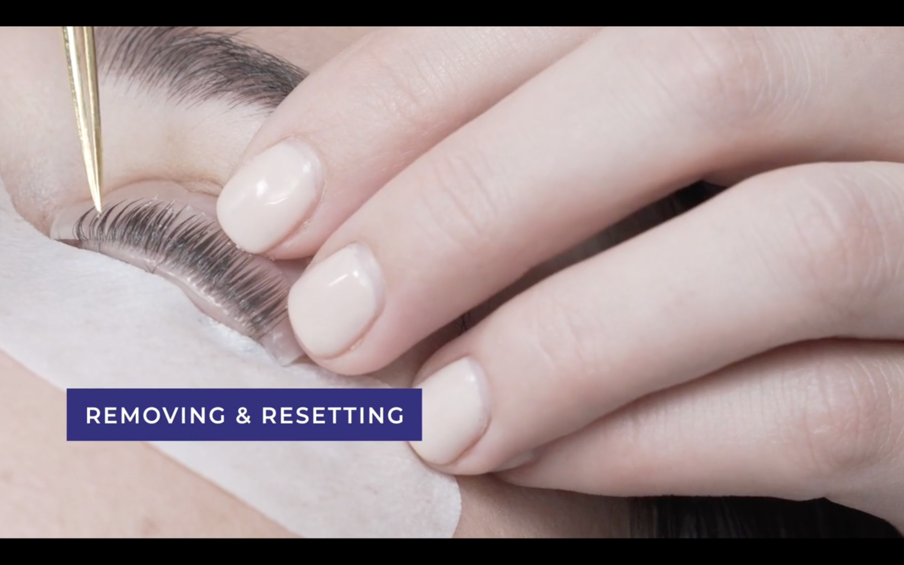 lash lift and tint being performed