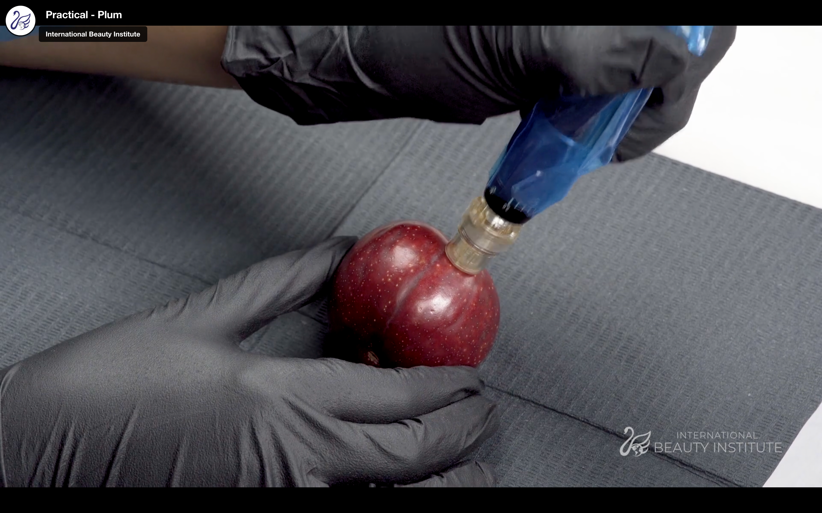 microneedling training on a plum