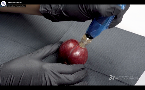 microneedling training on a plum